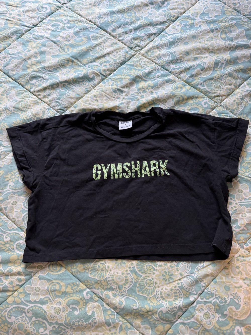 Gymshark Black Crop Tee with Lime Green Logo